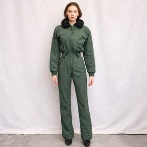 Obermeyer St. Moritz Vintage Ski Suit Forest‎ Green Insulated Jumpsuit Womens 6